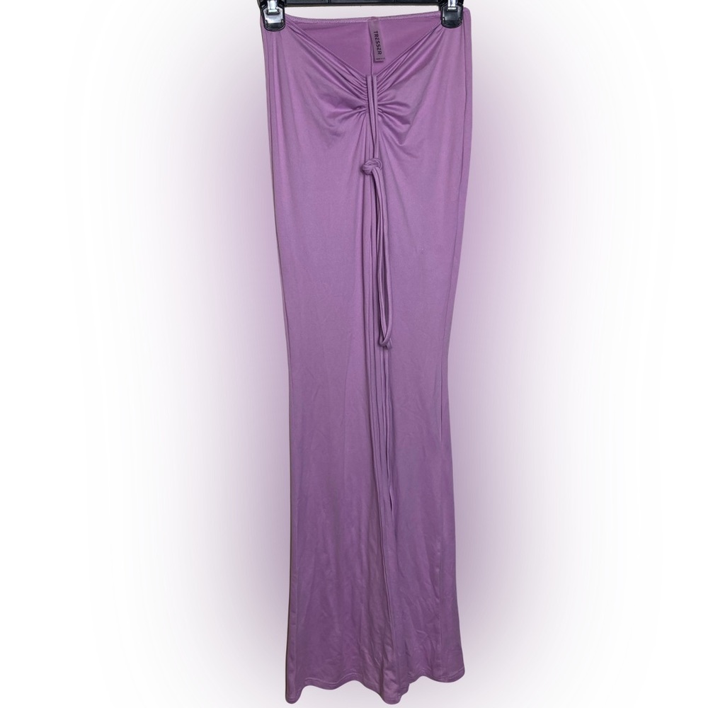 Tresser Ruched Flare Stretch Pants Size Small L Scrunched Purple/Pink